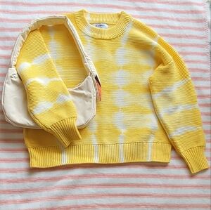 Tie-Dye Stripe Textured Crew-Neck Sweater for Women